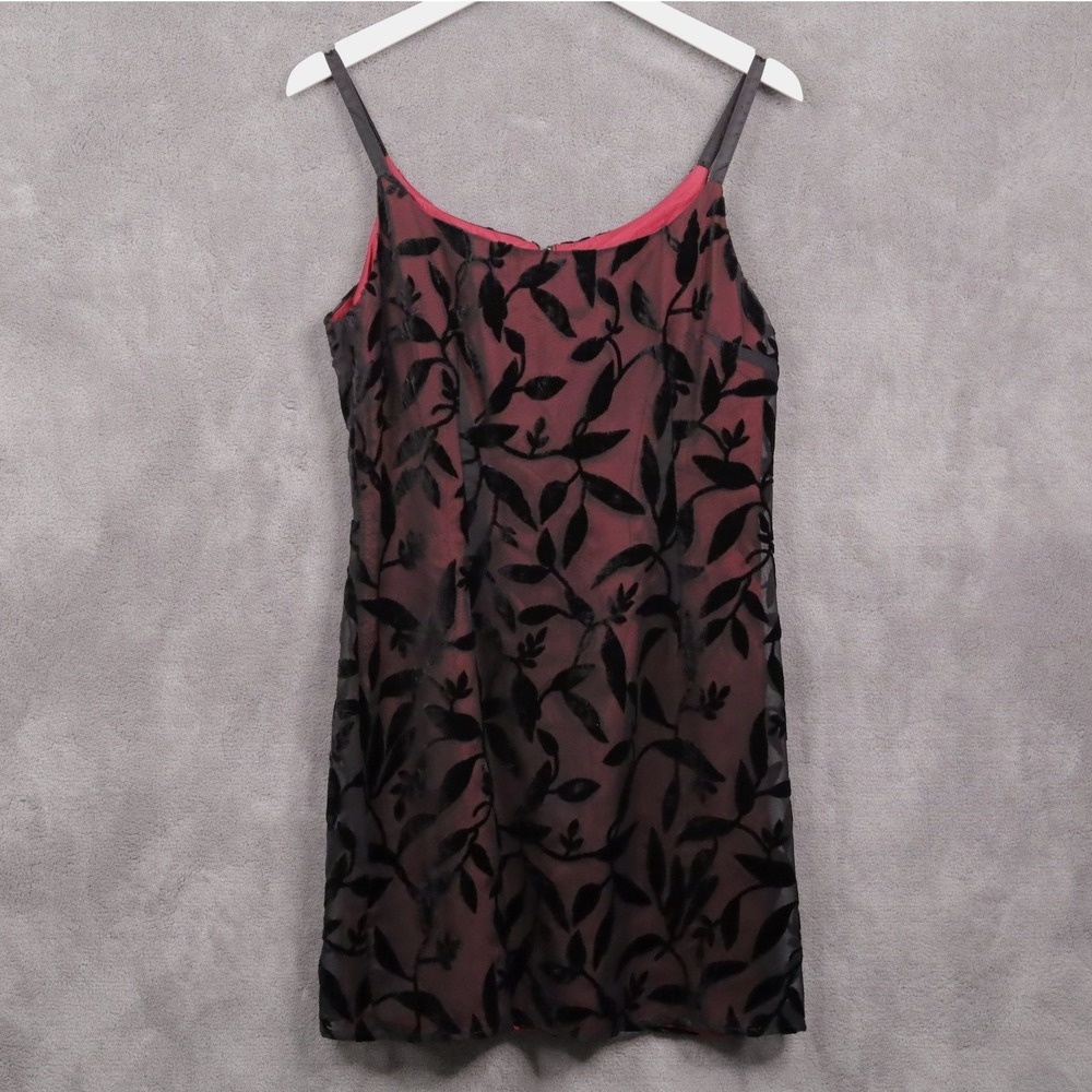 BIGAYCDA Vtg 90s Burnout Velvet Slip Dress Dark Romantic Whimsigoth USA Made 7/8
